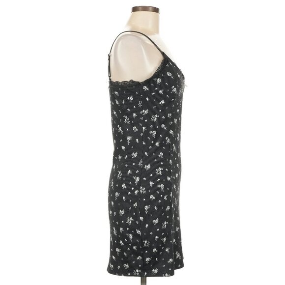 Divided x H&M Black White Floral Strappy Bodycon Mini Dress Croquette Y2K Revive - Picture 9 of 16